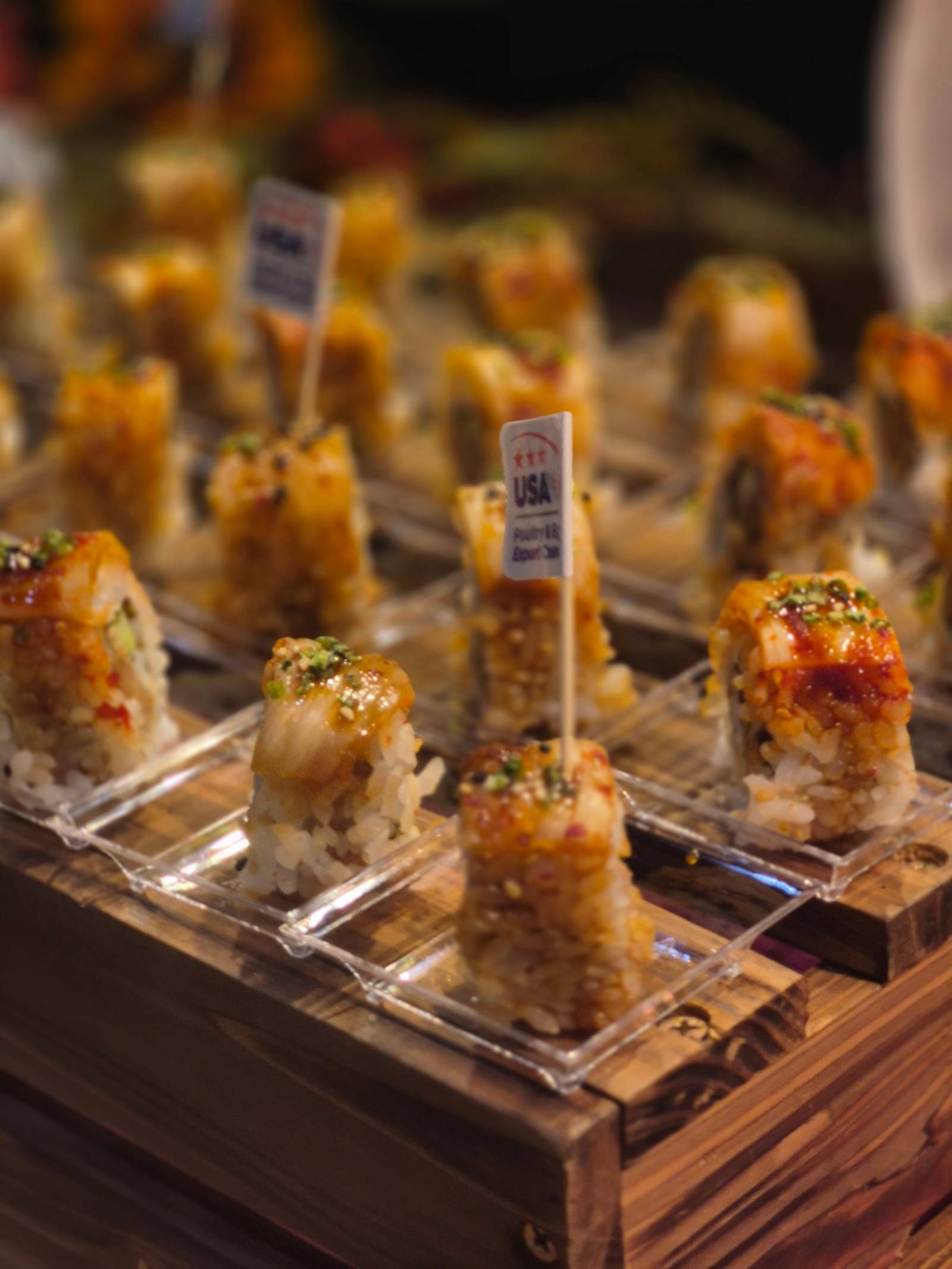 AN Asian-inspired take on turkey, transforming it into sushi and topping it with kimchi for an added spicy kick.
