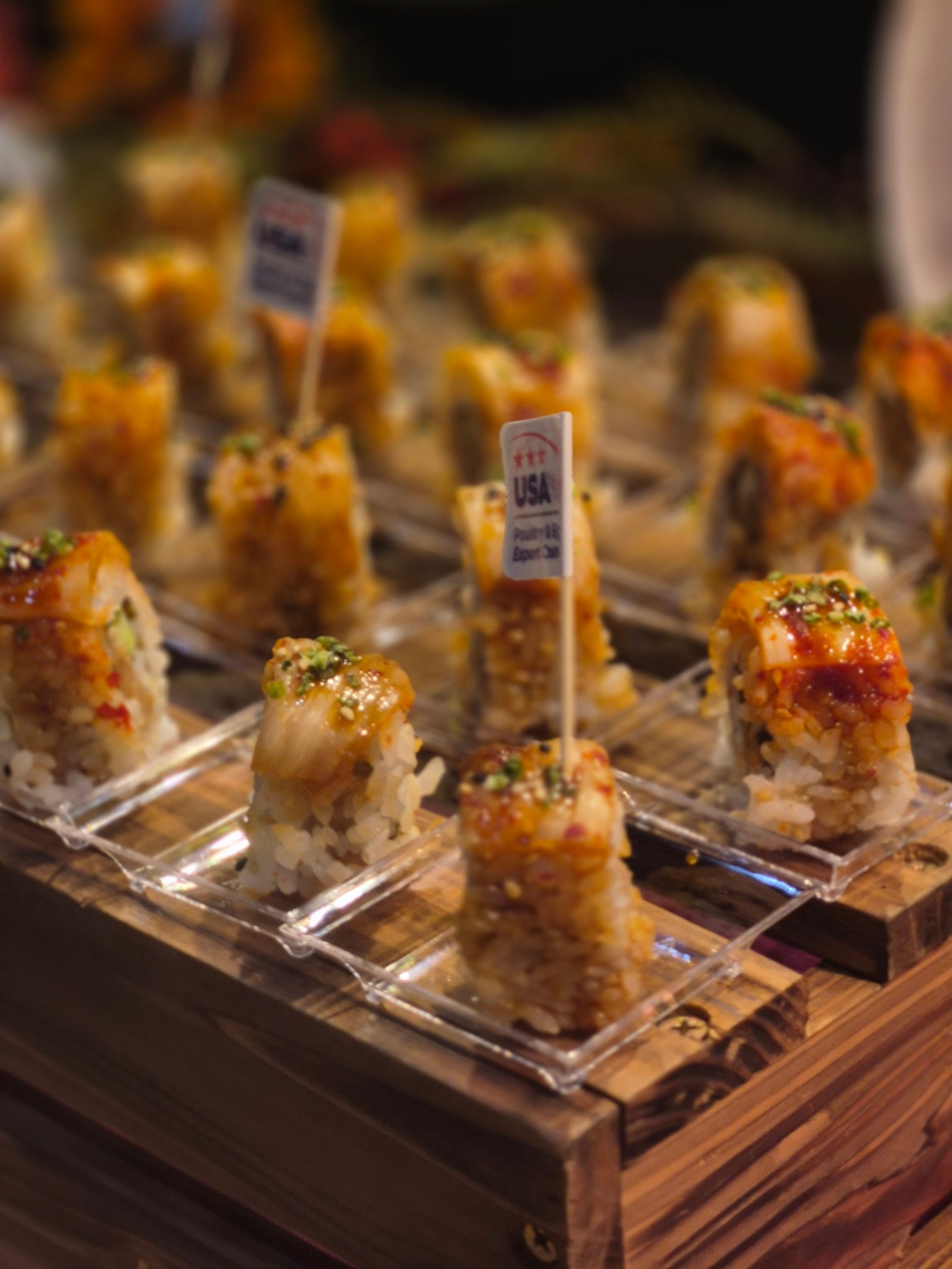 AN Asian-inspired take on turkey, transforming it into sushi and topping it with kimchi for an added spicy kick.