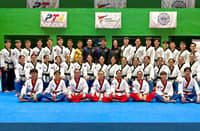 MEMBERS of the SMART/MVPSF national taekwondo squad pose with PTA coaches prior to a practice session to prepare for the 2026 World Poomsae Taekwondo Championships from 16 to 20 September in Chuncheon, South Korea.