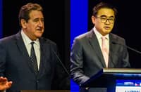 US Ambassador to the Philippines Lee Lipton and Finance Secretary Frederick Go speak at the inaugural Luzon Economic Corridor Investment Forum at the Grand Hyatt in Bonifacio Global City, Taguig on Thursday.