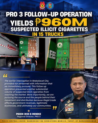 P960M illegal cigarettes seized in Central Luzon