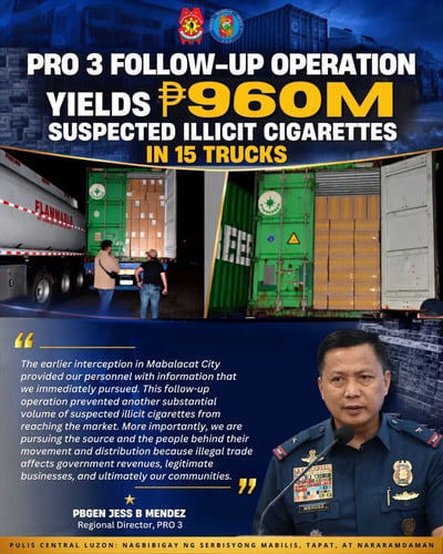 P960M illegal cigarettes seized in Central Luzon