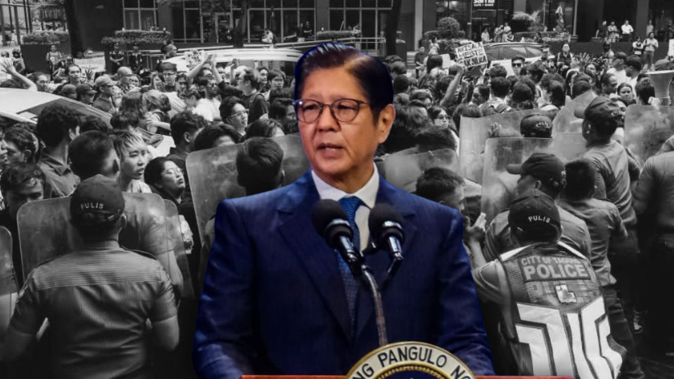 Marcos woos investors, draws protests at LEC forum