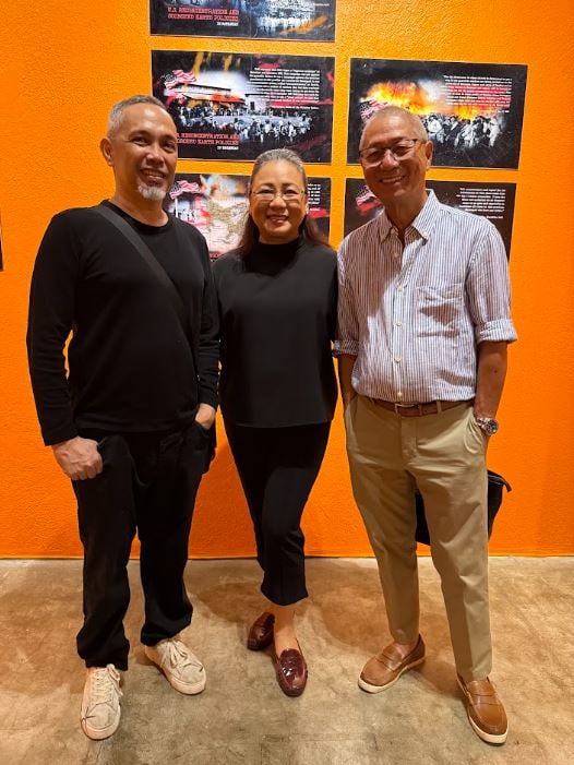 CONTEMPORARY artist Danger Sanchez, Mandala design painter Karina Herrera-Orozco and Caramba Foods CEO Ray Orozco.