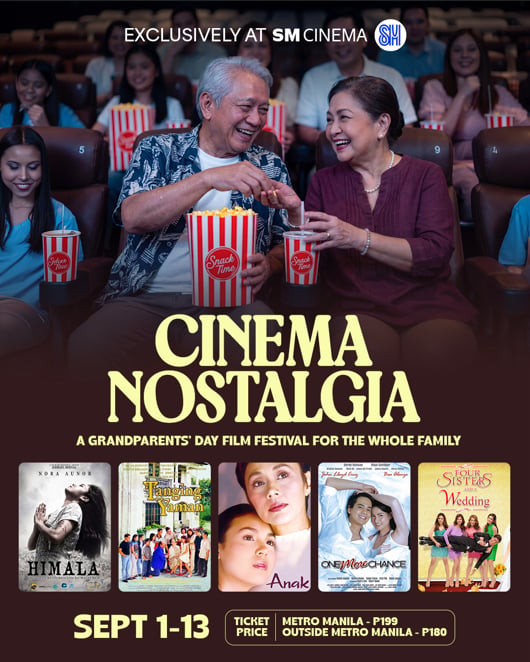 TAKE a trip down memory lane with timeless Filipino films such as ‘Himala,’ ‘Tanging Yaman,’ ‘Anak,’ and more! Gather the family and experience the magic of cinema — its ability to tell our stories, entertain, and bring us closer together. Great discounts await you and your beloved grandparents!