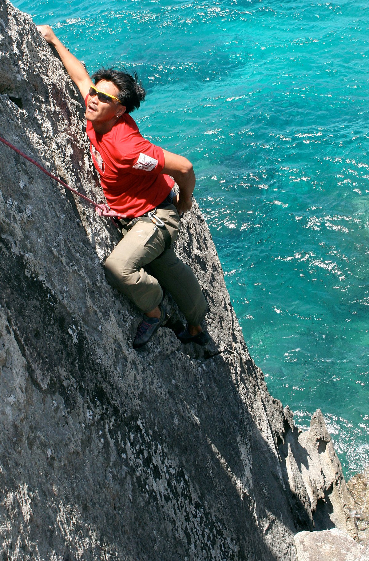 Navigating one of the different routes to the top.