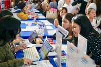 JOBSEEKERS are trying for opportunities as the local government of Malabon hosts its sixth Mega Job Fair. Organized by the Public Employment Service Office of Malabon in partnership with the Department of Labor and Employment, the event gathered local applicants and participating employers under one roof.