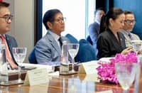 PRESIDENT Ferdinand R. Marcos Jr. (center), alongside Finance Secretary Frederick Go (left) and Trade Secretary Cristina Roque (right) meet with officials from NPCI International Limited to advance cooperation on digital payments in a state visit to India this weekend.