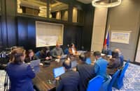 President Ferdinand Marcos Jr. gathers members of the media during the Kapihan Forum after his participation at the 18th BRICS Summit.