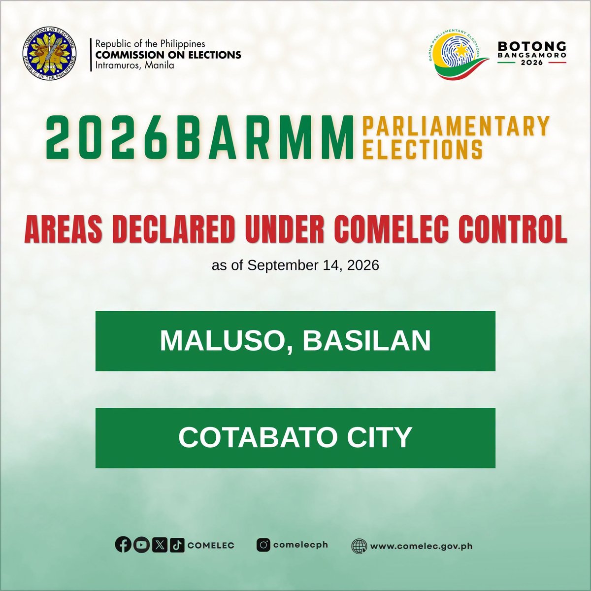 Cotabato, Maluso placed under COMELEC control
