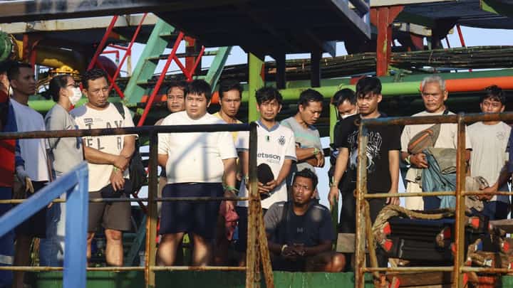 SURVIVORS of the capsized Virgo Transport 8 ferry wait to disembark after their rescue in Banjarmasin, Indonesia, on 14 September.