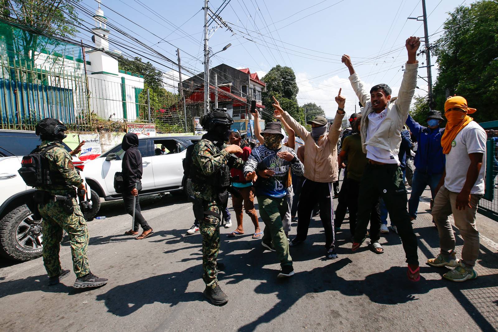 A riot erupts outside Sero Central School along Sinsuat Avenue in Cotabato City on 14 September 2026 as voting continues in the first Bangsamoro Parliamentary Elections. The perpetrators claimed to be members of the United Bangsamoro Justice Party (UBJP). The Commission on Elections has placed Cotabato City under its control following election-related violence.