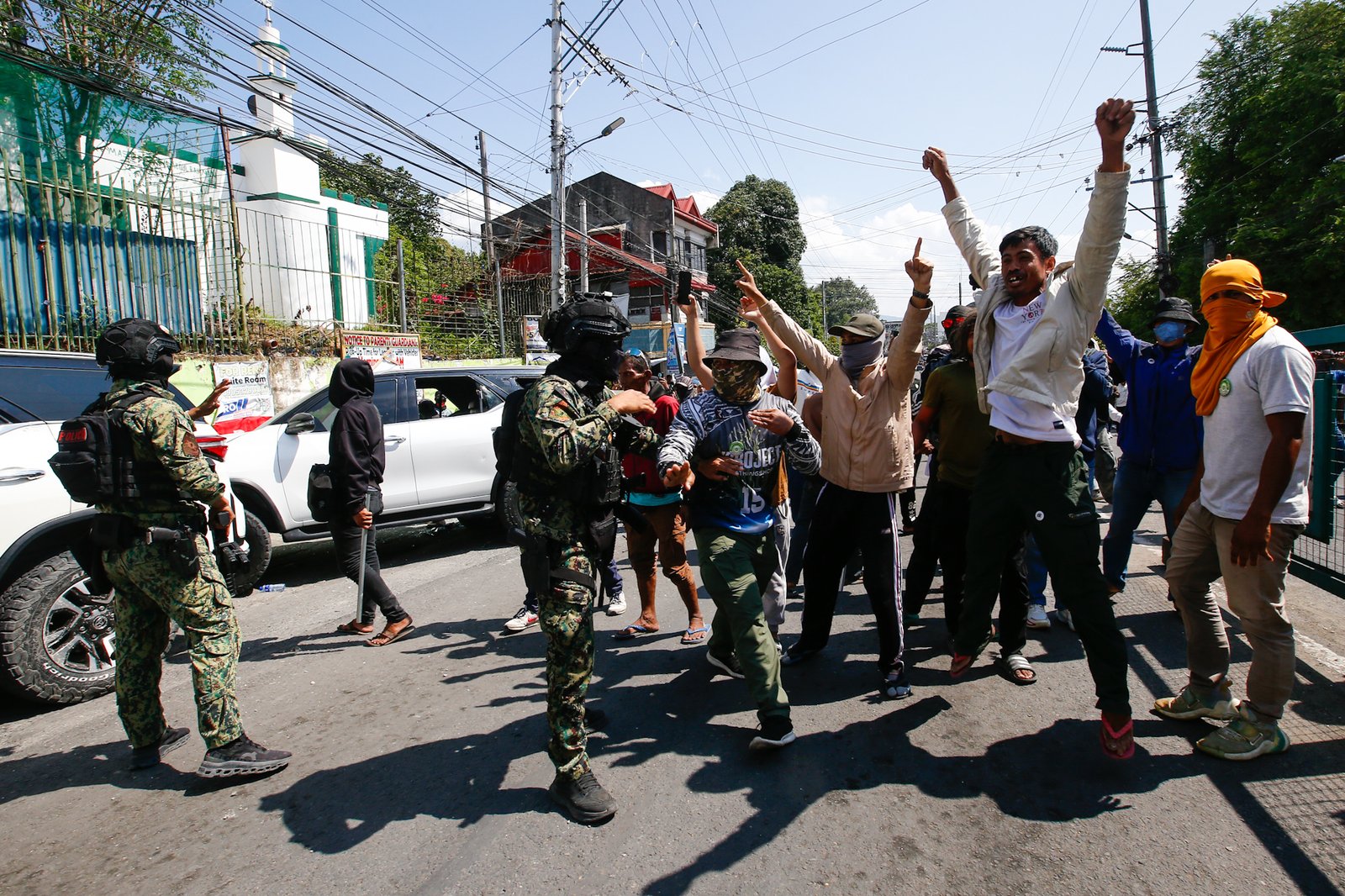 A riot erupts outside Sero Central School along Sinsuat Avenue in Cotabato City on 14 September 2026 as voting continues in the first Bangsamoro Parliamentary Elections. The perpetrators claimed to be members of the United Bangsamoro Justice Party (UBJP). The Commission on Elections has placed Cotabato City under its control following election-related violence.