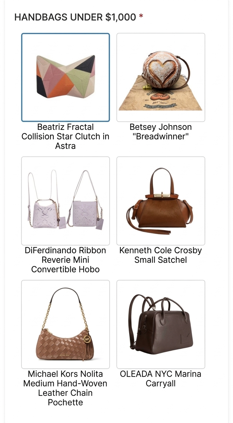 BEATRIZ with other finalist entries  for best design for handbags under $1,000.