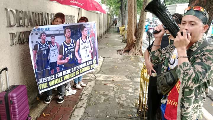 A civic group held a lightning rally infront of Department of Justice headquarters at Padre Faura, Manila on Tuesday demanding to include hazing to the charges filed against Ateneo Coach Tab Baldwin et al. Alvin Murcia
