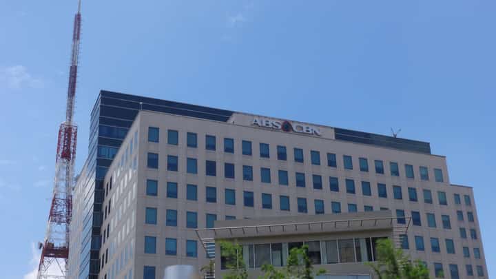 The ABS-CBN logo is seen at the network’s headquarters in Quezon City.