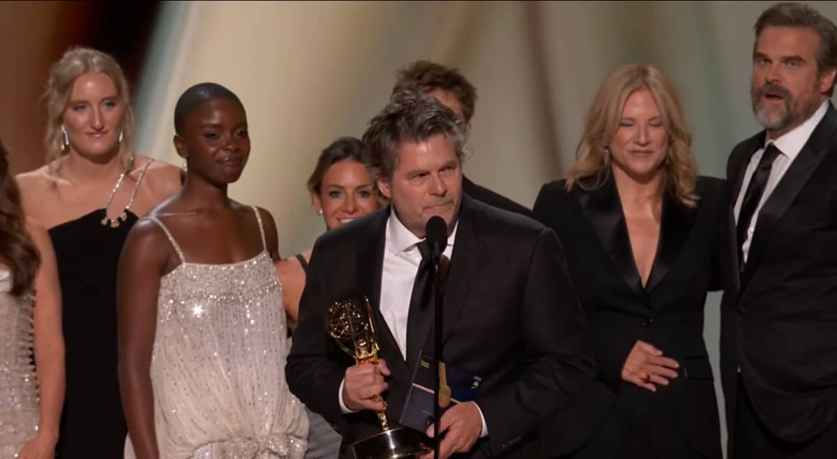 The team of 'DTF St. Louis' accepts the Emmy for Outstanding Limited or Anthology Series.