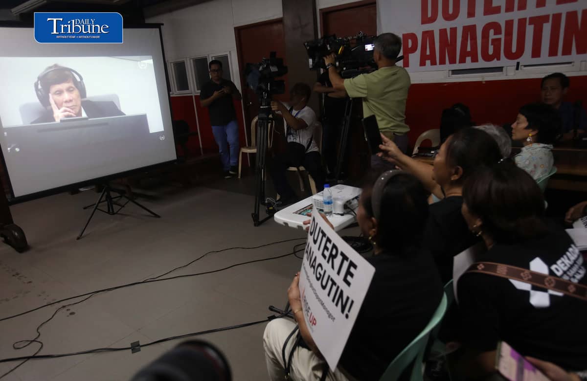 (September 16 2026) Families of the drug war victims and rights violations under the Duterte regime, lawyers, church people, and rights advocates hold a group watch on the ICC third status conference in the case of former President Rodrigo Duterte before the International Criminal Court (ICC), held at National Council of Churches in the Philippines 879 EDSA, Quezon City, on Wednesday September 16 2026. Photo/Analy Labor