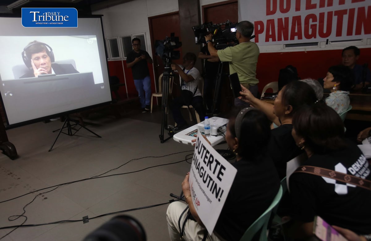 (September 16 2026) Families of the drug war victims and rights violations under the Duterte regime, lawyers, church people, and rights advocates hold a group watch on the ICC third status conference in the case of former President Rodrigo Duterte before the International Criminal Court (ICC), held at National Council of Churches in the Philippines 879 EDSA, Quezon City, on Wednesday September 16 2026. Photo/Analy Labor