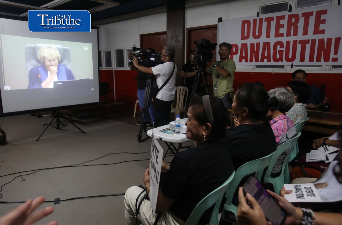 (September 16 2026) Families of the drug war victims and rights violations under the Duterte regime, lawyers, church people, and rights advocates hold a group watch on the ICC third status conference in the case of former President Rodrigo Duterte before the International Criminal Court (ICC), held at National Council of Churches in the Philippines 879 EDSA, Quezon City, on Wednesday September 16 2026. Photo/Analy Labor