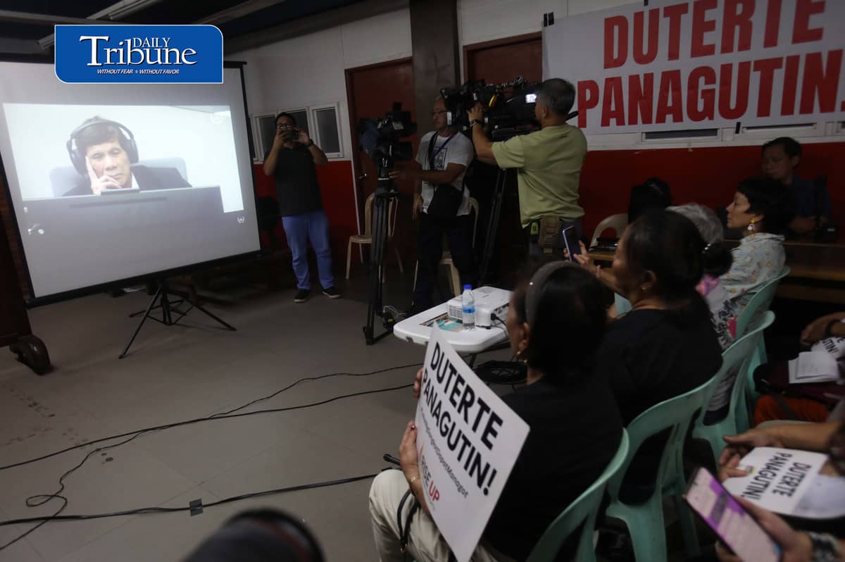 (September 16 2026) Families of the drug war victims and rights violations under the Duterte regime, lawyers, church people, and rights advocates hold a group watch on the ICC third status conference in the case of former President Rodrigo Duterte before the International Criminal Court (ICC), held at National Council of Churches in the Philippines 879 EDSA, Quezon City, on Wednesday September 16 2026. Photo/Analy Labor