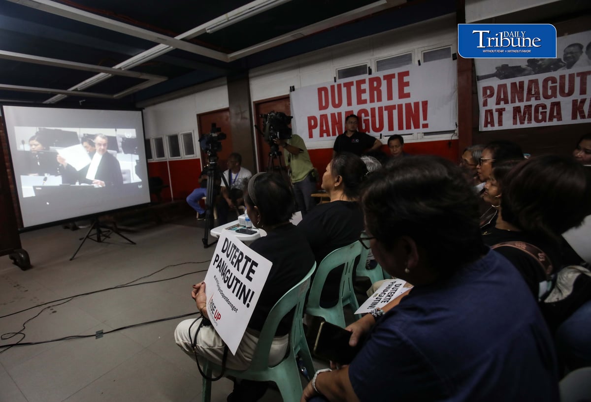 (September 16 2026) Families of the drug war victims and rights violations under the Duterte regime, lawyers, church people, and rights advocates hold a group watch on the ICC third status conference in the case of former President Rodrigo Duterte before the International Criminal Court (ICC), held at National Council of Churches in the Philippines 879 EDSA, Quezon City, on Wednesday September 16 2026. Photo/Analy Labor