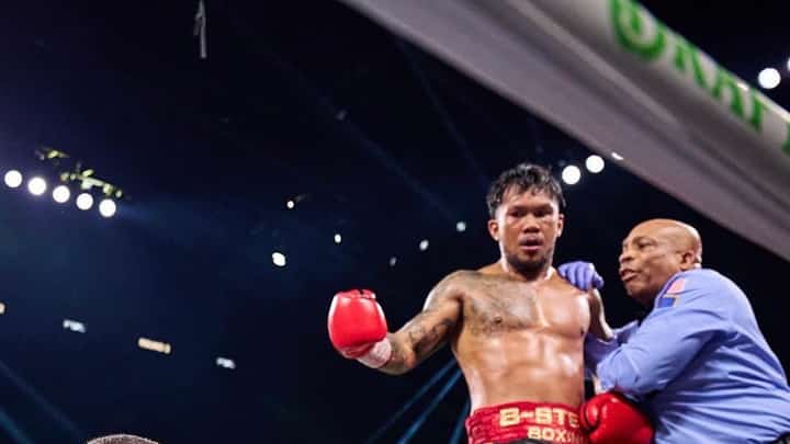 EUMIR Marcial (seen here towering over American foe Bernard Joseph in July 2025 in Las Vegas) will have his hands full this week when he fights for the eighth time as a pro.