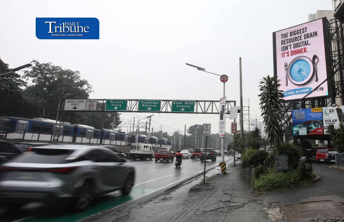 (September 17 2026) The People for the Ethical Treatment of Animals (PETA)  launched the first billboard campaign against the proposed pax silica hub stating "The biggest resource drain isn't digital. It's dinner. Please, go vegan" which highlights more concerning environmental and animal welfare costs of the meat, egg, and dairy industries, on electronic billboards along EDSA in Mandaluyong on Thursday. The campaign will expand up to the New Clark City, Tarlac where the proposed Pax Silica hub has drawn scrutiny over its resource consumption and environmental impacts. Photo/Analy Labor