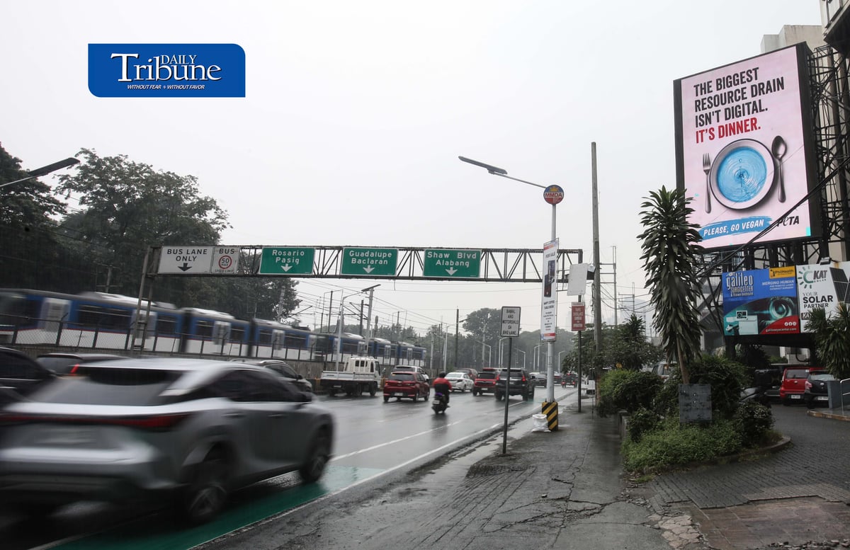 (September 17 2026) The People for the Ethical Treatment of Animals (PETA) launched the first billboard campaign against the proposed pax silica hub stating "The biggest resource drain isn't digital. It's dinner. Please, go vegan" which highlights more concerning environmental and animal welfare costs of the meat, egg, and dairy industries, on electronic billboards along EDSA in Mandaluyong on Thursday. The campaign will expand up to the New Clark City, Tarlac where the proposed Pax Silica hub has drawn scrutiny over its resource consumption and environmental impacts. Photo/Analy Labor