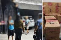 LAW enforcement personnel from the National Capital Region Police Office and the Bureau of Internal Revenue inspect 55 master cases of untaxed Carnival Red cigarettes valued at P137,390 following a raid at a rented stockroom in Barangay 89, Caloocan City.