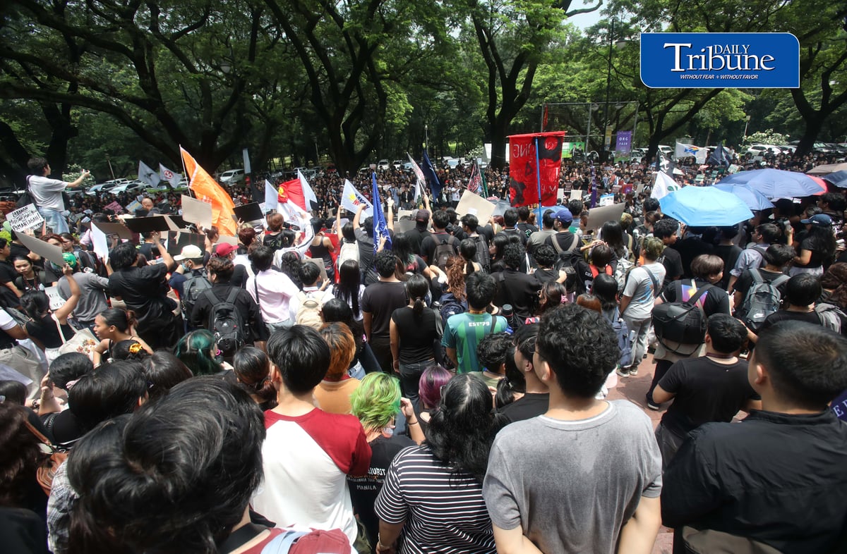 (September 18 2026) Thousand of students from the University of the Philippines-Diliman participate the Black Friday protest against corruption, and impunity, while calling for a higher education budget on Friday, September 18, 2026. The protest is part of preparations for the observance of the 54th anniversary of the declaration of Martial Law. Photo/Analy Labor