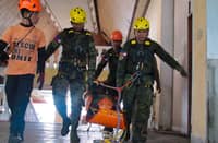 PERSONNEL from the Philippine Army, Air Force, Coast Guard and the Philippine
National Police participate in disaster response drills alongside the US Navy in an urban search rescue training in Tacloban City.