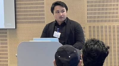 DAILY TRIBUNE Online head Carl Magadia delivers his speech during the graduation ceremony of Project Sigma Philippines: Gen Z for News at the Google Philippines office. The program brings together participating Philippine media organizations, including DAILY TRIBUNE, to explore new ways of engaging younger audiences and tailoring newsroom content to better reach and retain Gen Z readers.
