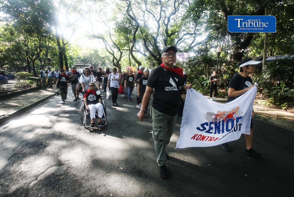 (September 19 2026) Seniors Kontra Kurakot (SKK)  hold their 6th Walk Against Corruption on Saturday September 19, 2026  at Quezon Memorial Circle, the group  Calling to Allocate Budget for Social Services, Increase Social Pension, and increase the monthly social pension for senior citizens,  They are also against allocating funds for confidential funds. Photo/Analy Labor
