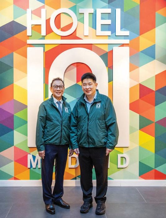 IN photo are DoubleDragon Chairman and Hotel101 Founder; Mr. Edgar Injap Sia II (Mang Inasal Founder) and DD Co-Chairman; Mr. Tony Tan Caktiong (Jollibee Founder) taken last week during their arrival at the 680-room Hotel101 in Madrid Spain.
