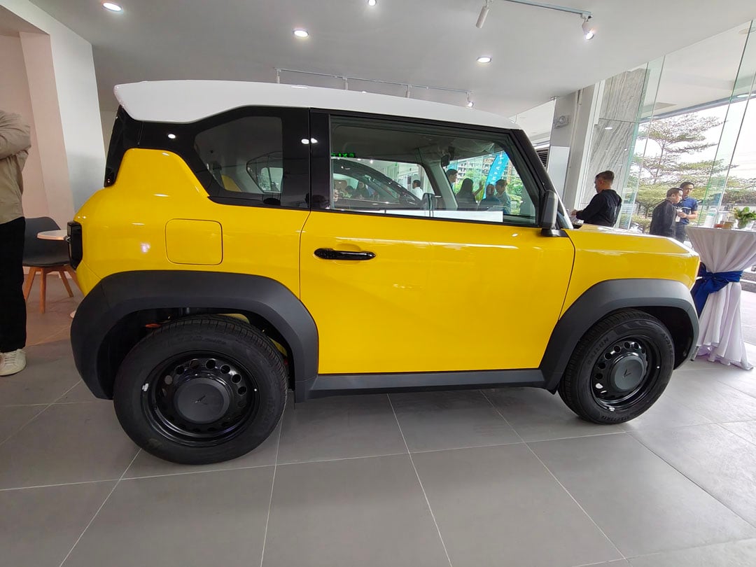 DISPLAYED at VinFast Pasay, the compact VF 3 is among the electric vehicles available at the new dealership along Macapagal Boulevard.