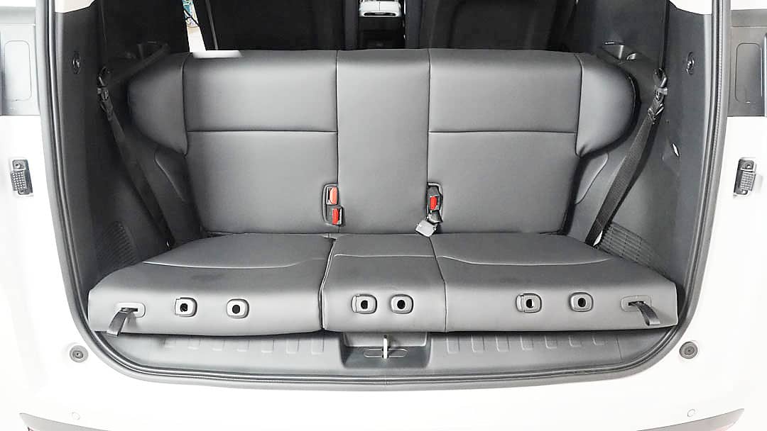 FLEXIBILITY allows the GAC E8 HEV’s third-row seats to fold into the floor as part of its 18 cabin configurations.