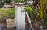 SUBANEN residents in Barangay Bunawan, Godod, Zamboanga del Norte now gets water through a tap connected to a spring in Sitio Makinaryas located in the upper slopes of the mountain community.