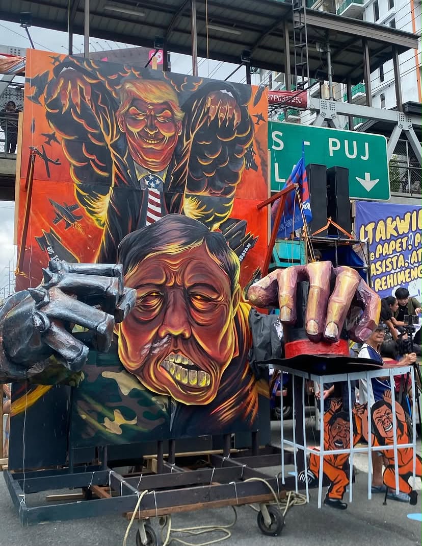 Effigy at the SONA ng Paniningil 2025 protest, representing how Ferdinand 'Bongbong' Marcos Jr. serves as a puppet to the United States and imperialism.
