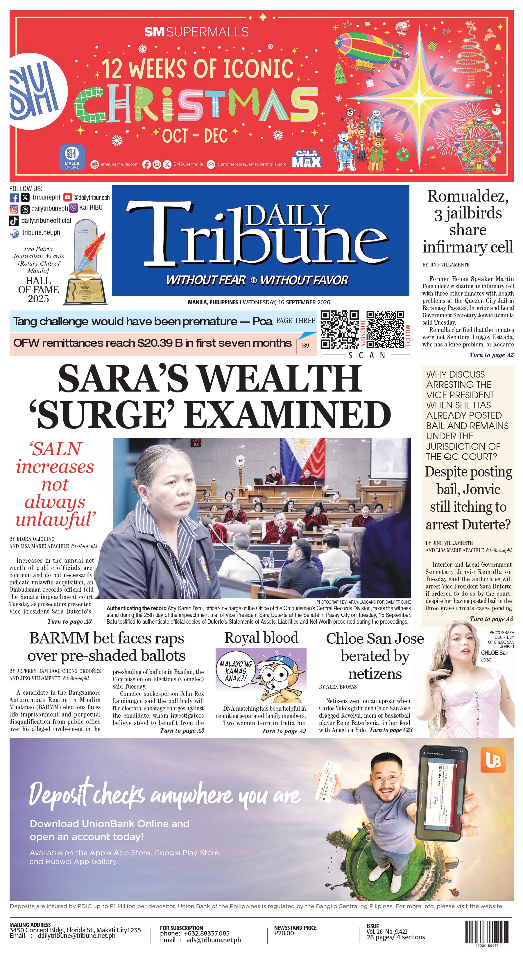 Daily Tribune — 16 September 2026