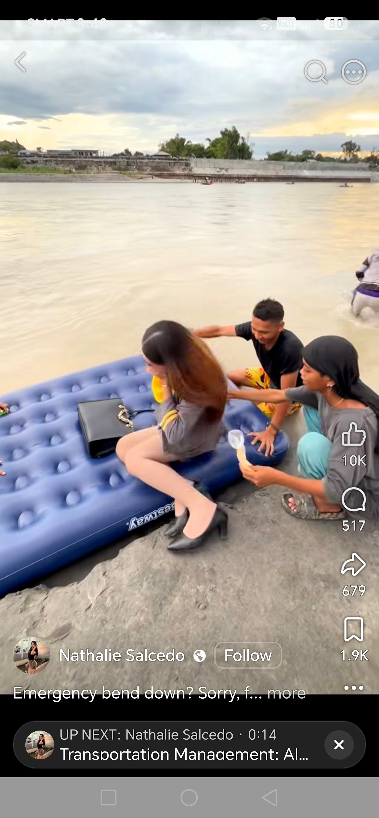 Tarlac students cross river using inflatable bed