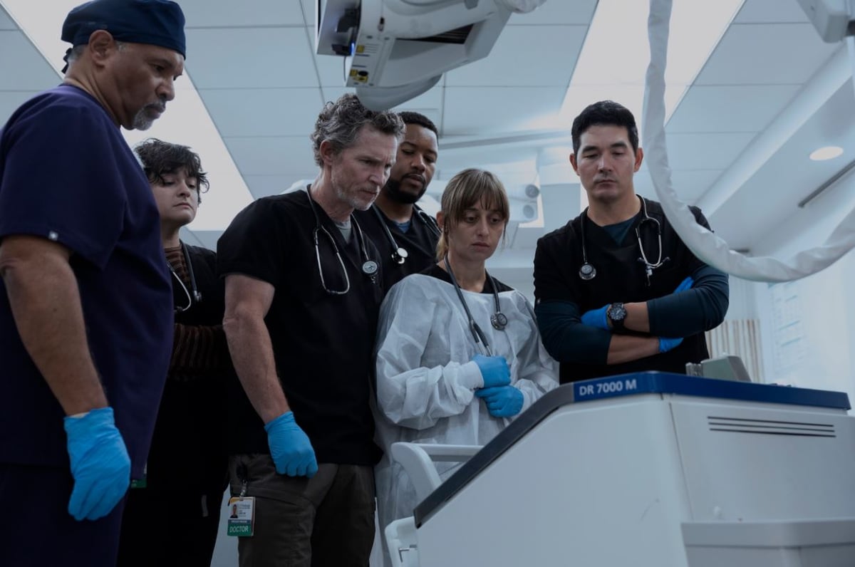 Dr. Jack Abbott (third from left) with the members of the emergency department cast.