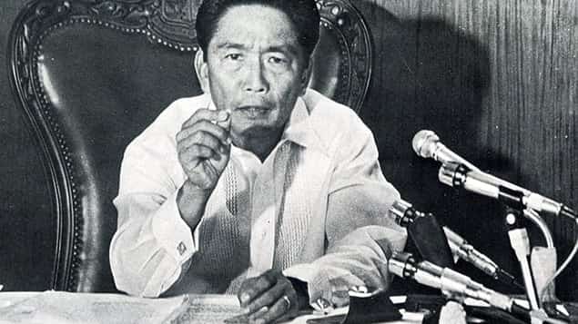 Ferdinand Marcos Sr. declaring Martial Law on national television.