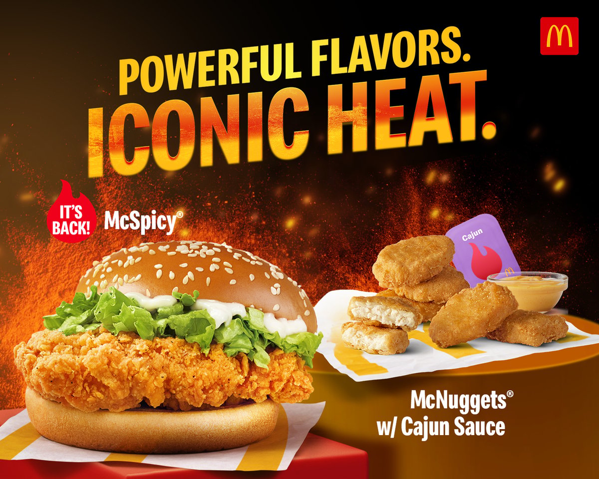 McSpicy brings the crunch with a juicy chicken thigh fillet, a spicy kick and just the right amount of creamy goodness.