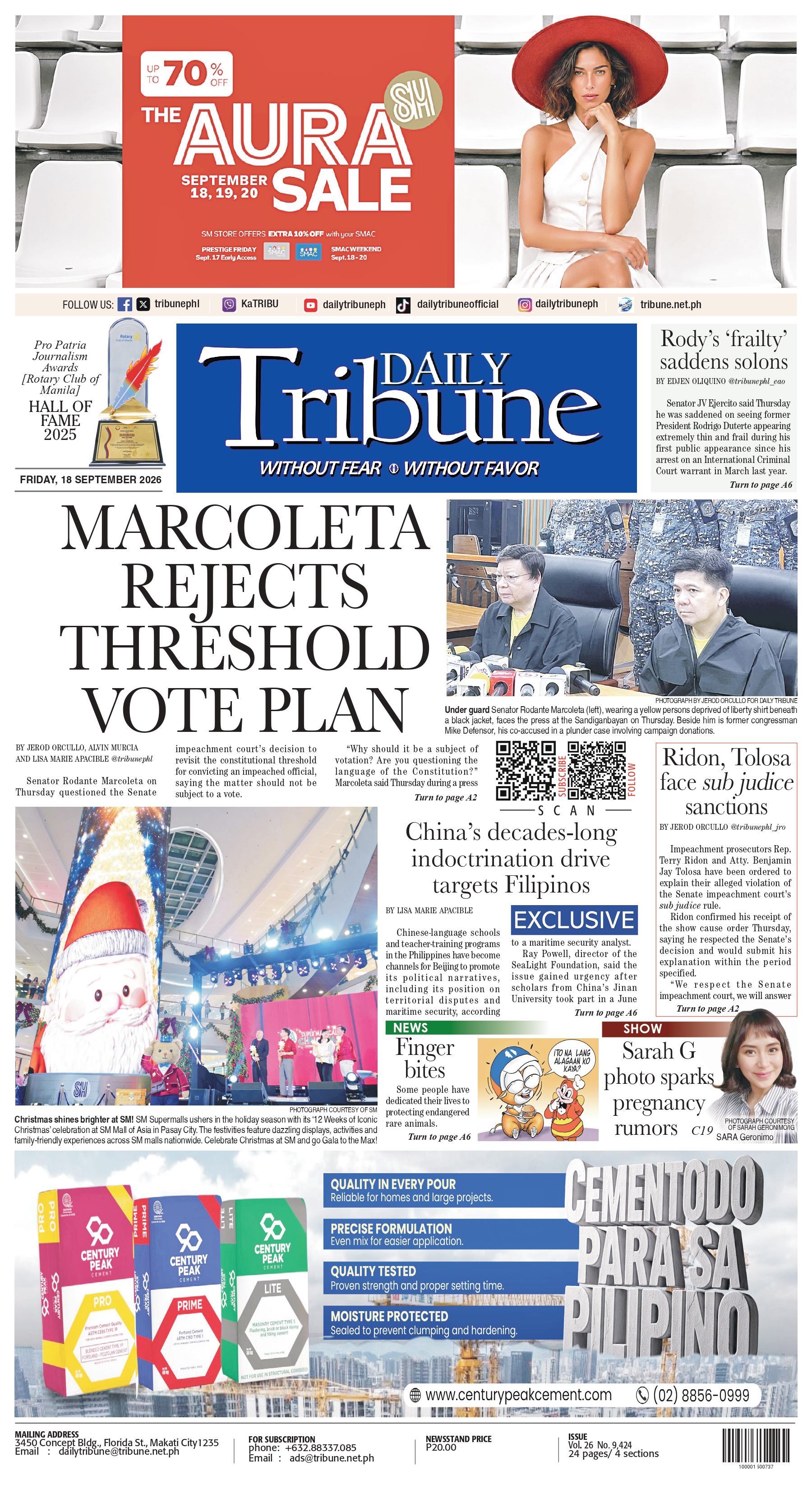 Daily Tribune — 18 September 2026