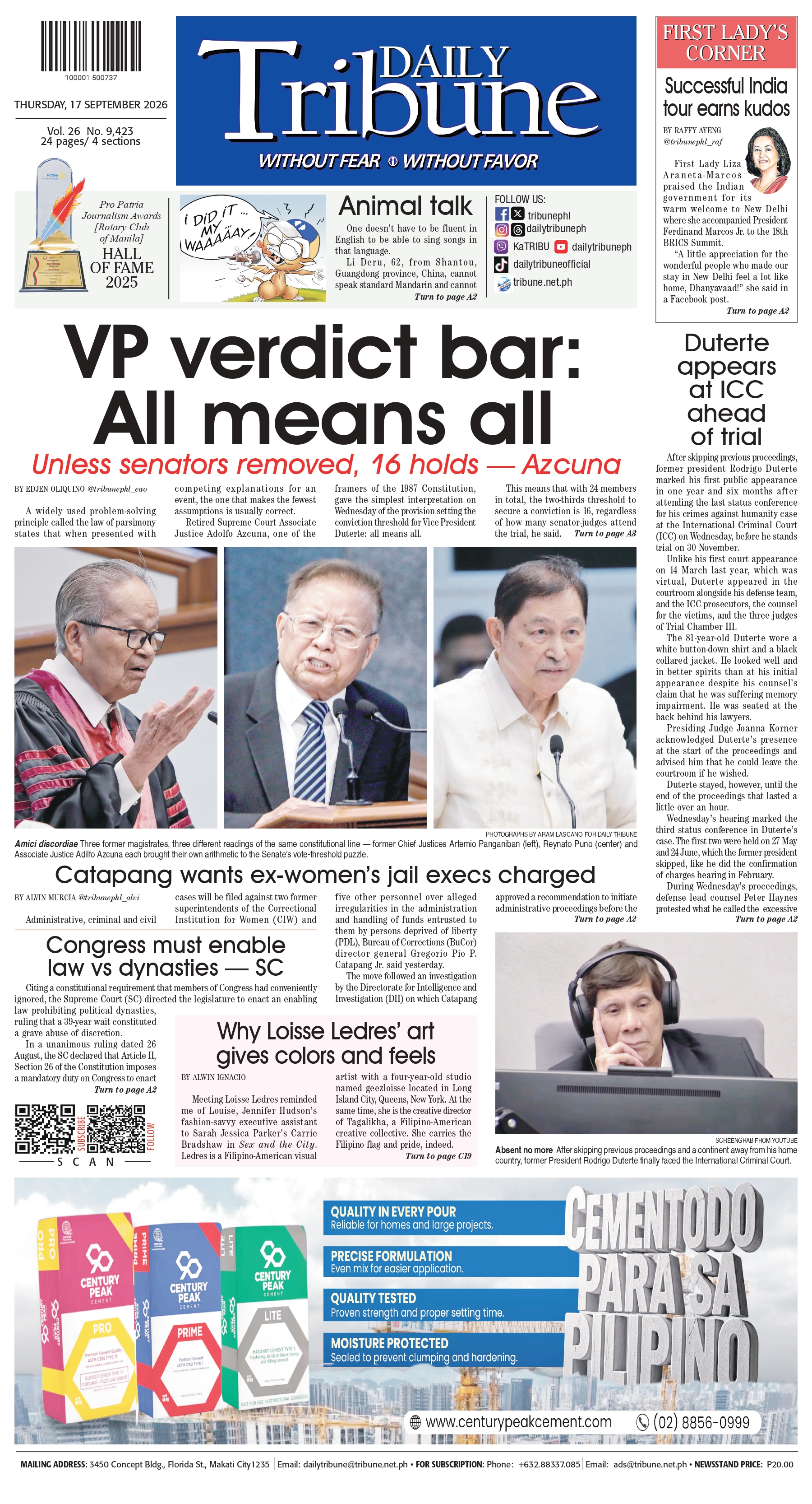 Daily Tribune — 17 September 2026