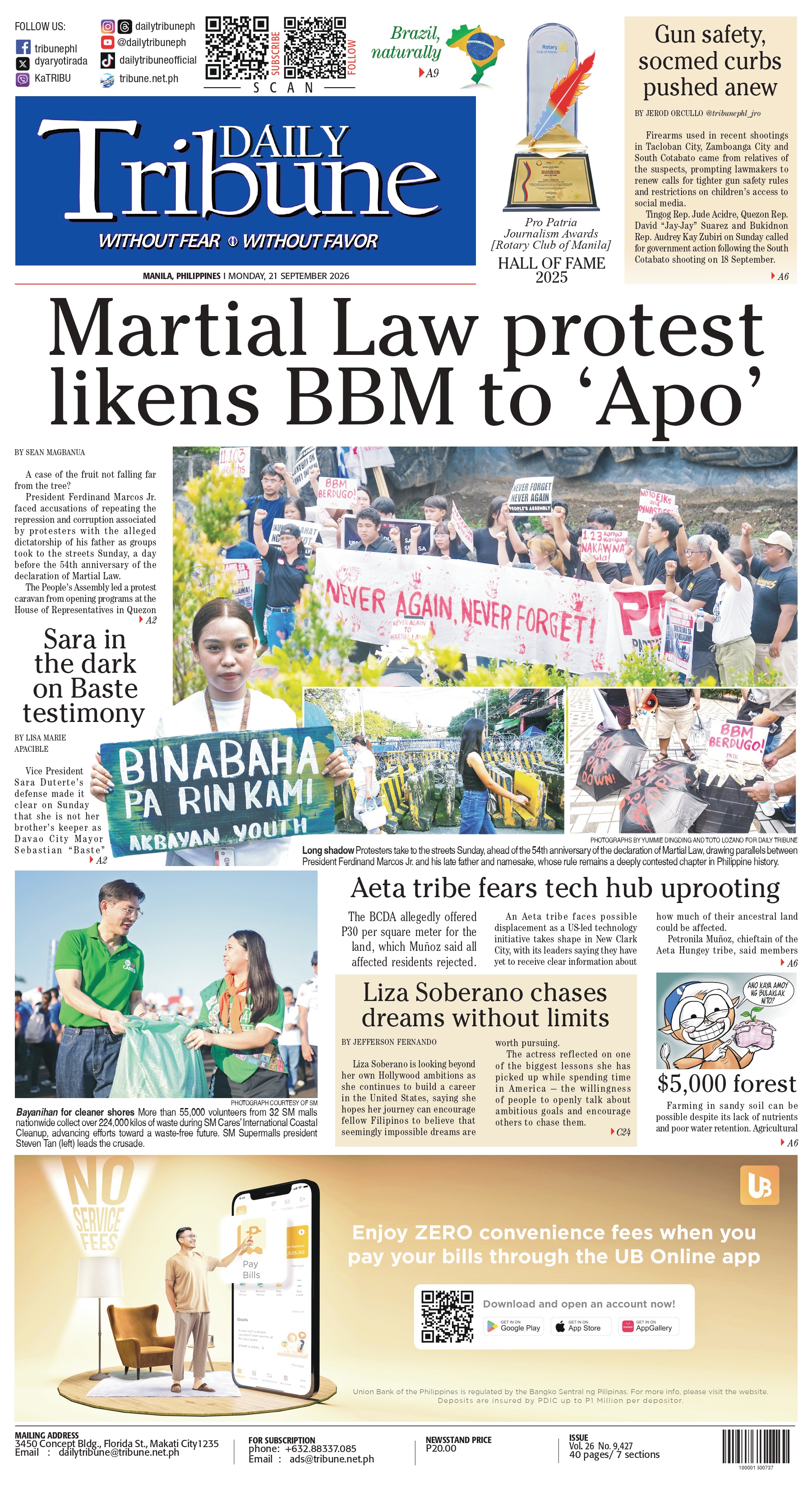 Daily Tribune — 21 September 2026
