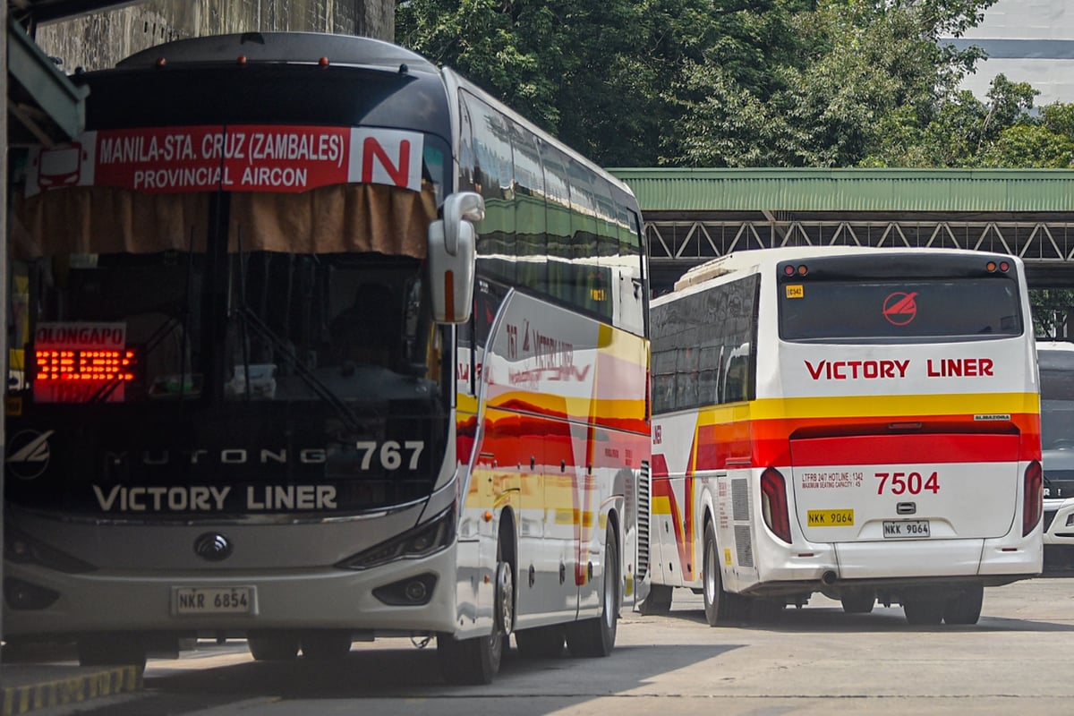 Victory Liner buses line up following a warning from bus operators that the industry is 'bleeding' amid surging fuel and operating costs
