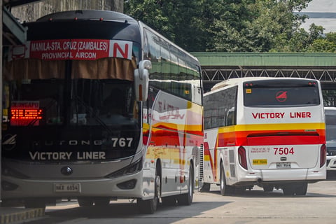 Victory Liner buses line up following a warning from bus operators that the industry is 'bleeding' amid surging fuel and operating costs