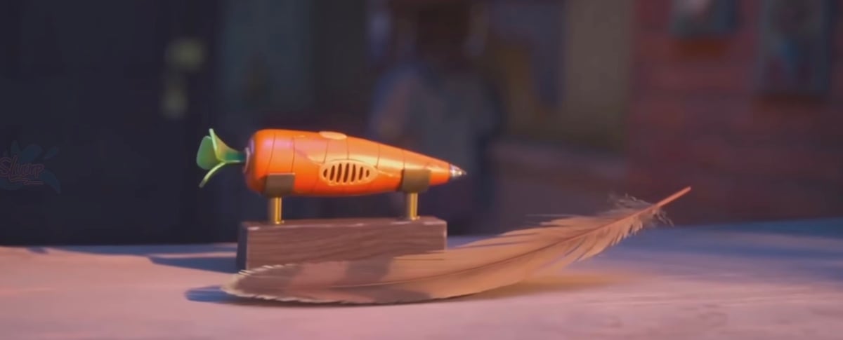 JUDY Hopps’s carrot pen on display alongside a single feather hints at the next Zootopia story.